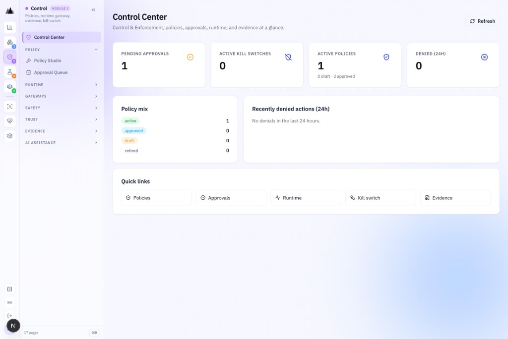 Control & Enforcement module screenshot