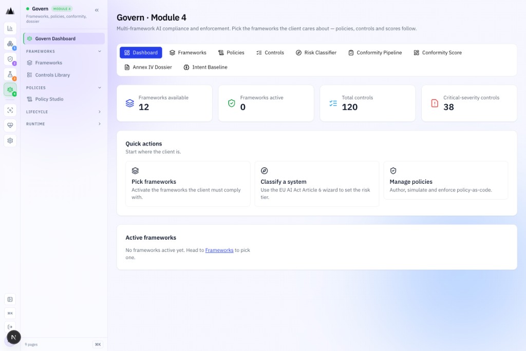 Govern module screenshot